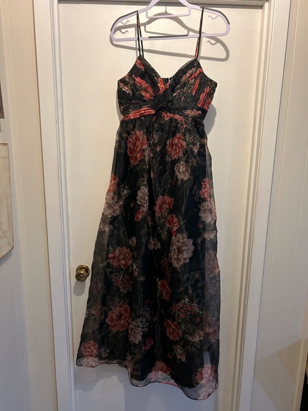 Lulu's Black Maxi Dress with Red & Pink Floral Print